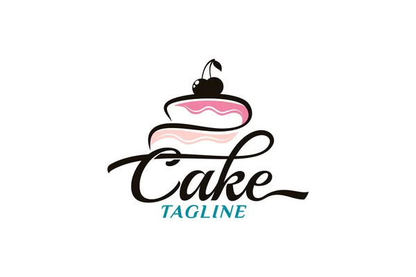 Logotipo Torta Simple Con Una Combinación Pastel Cereza Con Letras — Archivo Imágenes Vectoriales
