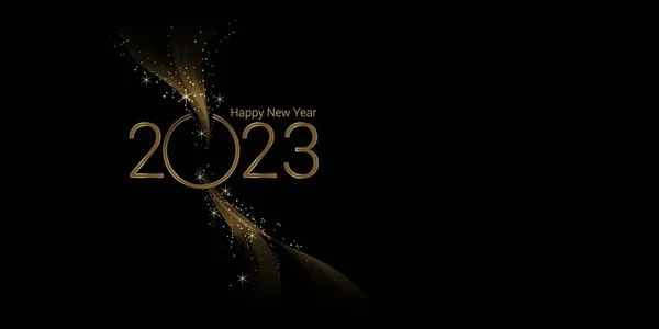 Щасливий Новий Рік 2023 Вітальний Шаблон Золотим Кольором Соціальних Медіа — стоковий вектор