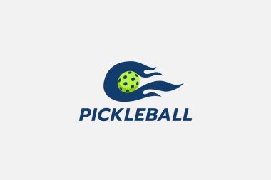 Pickleball logosu, C harfi ve ateş kombinasyonu..