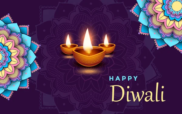 Ευτυχισμένο Diwali Καύση Diya — Φωτογραφία Αρχείου