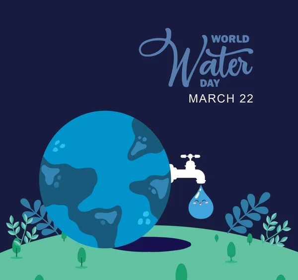 World Water Day Faucet Background Benner Greeting Card Poster Campaign — Stock Photo, Image