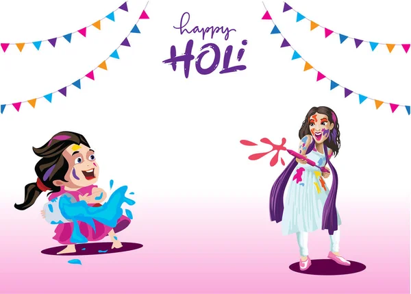 Holi Festival Spelende Kinderen — Stockfoto