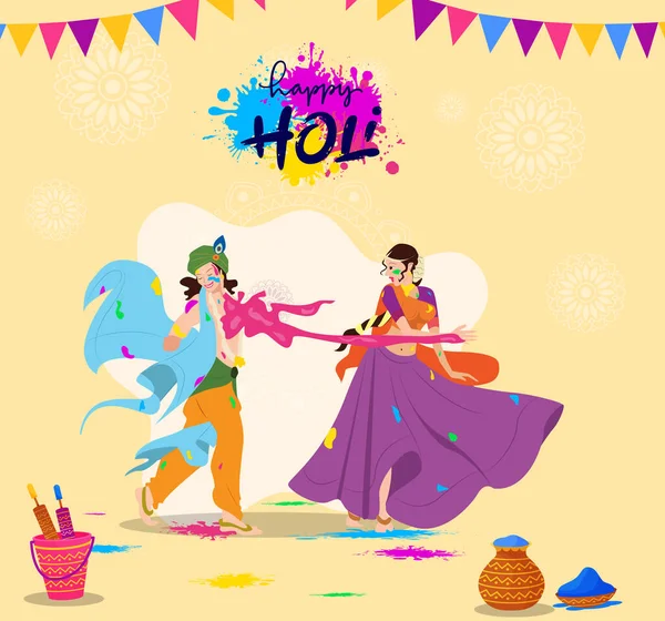 India Festival Color Boldog Holi Háttér — Stock Fotó