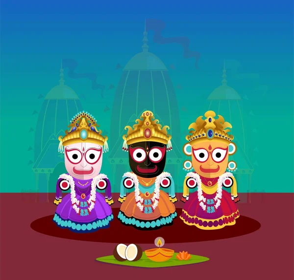 Rath Yatra Lord Jagannath节日背景在印度Odisha庆祝 — 图库照片