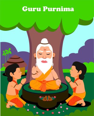 Guru Purnima 'nın Onur Günü için yaratıcı vektör illüstrasyonu. 