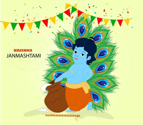 Krishna Breaking Dahi Handi Janmashtami – stockfoto