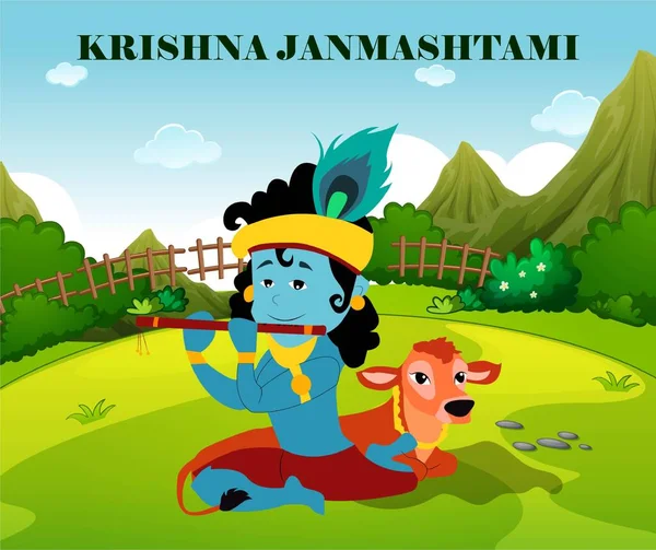 Lordi Krishna Happy Janmashtami Festivaalilla Intiassa — kuvapankkivalokuva