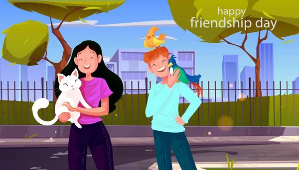 Happy Friendship Day Friends Enjoying Happy Friendship Day — Fotografia de Stock