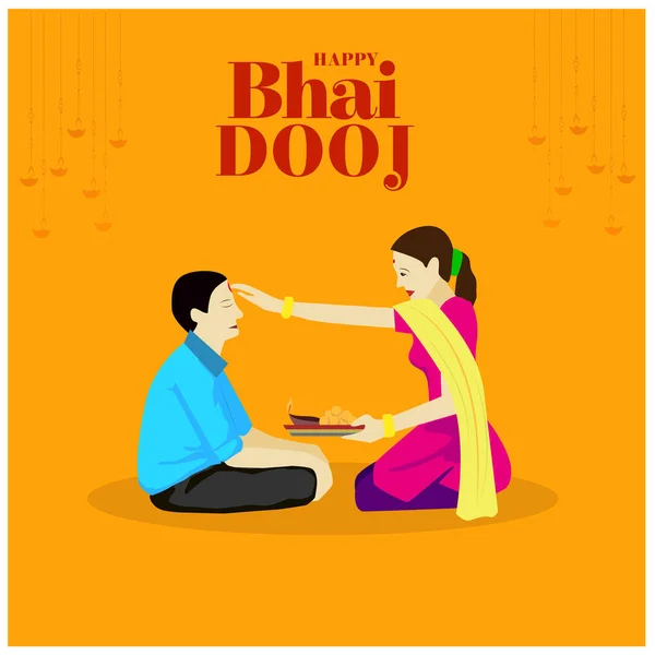 Happy Bhai Dooj Traditioneel Festival Kaart Ontwerp — Stockfoto