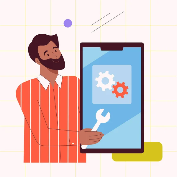 Inställningsverktyg för mobiltelefonkoncept. Vektorgrafik