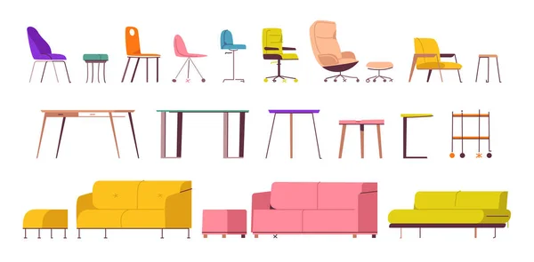 Modern interior with different types of furniture set. Royalty Free Stock Vectors