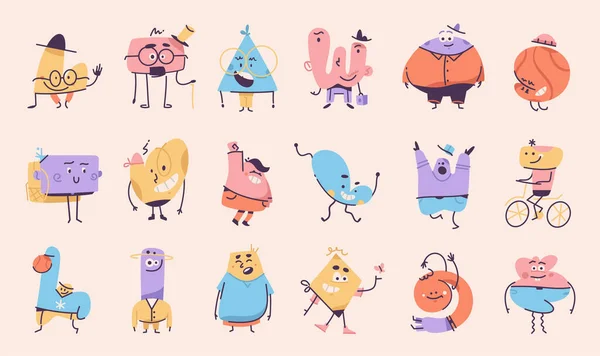 Monstruos abstractos lindos personajes conjunto aislado. — Vector de stock