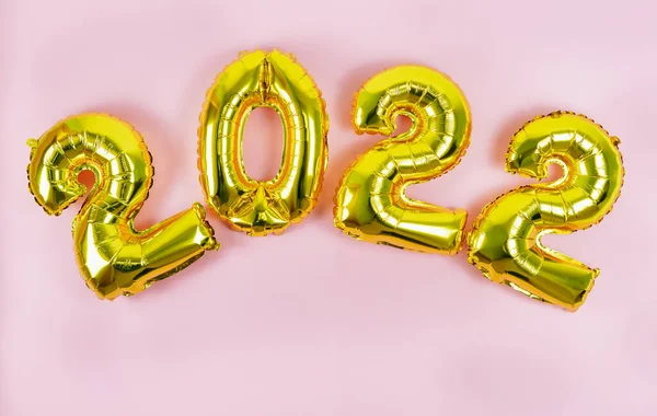 Happy New Year 2022 Numbers 2022 Pink Background Copy Space — Stock Photo, Image