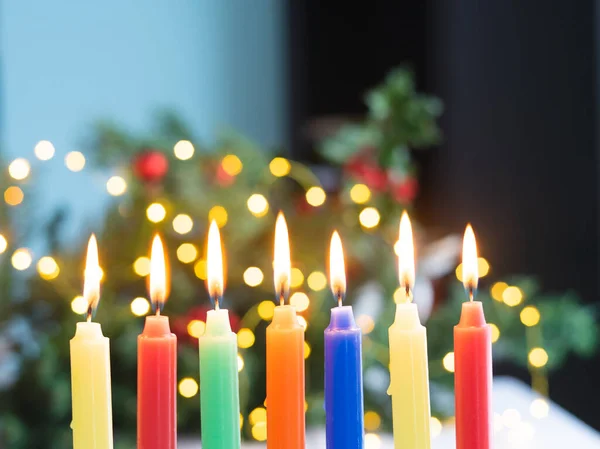 Iluminação Velas Noite Dia Das Velas Tradição Colombiana — Fotografia de Stock