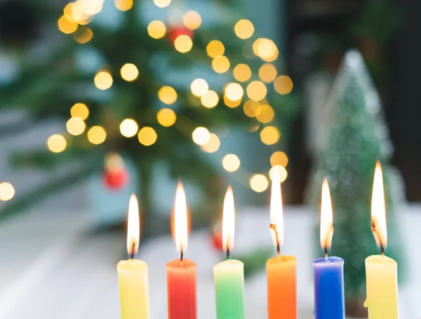 Iluminação Velas Noite Dia Das Velas Tradição Colombiana — Fotografia de Stock