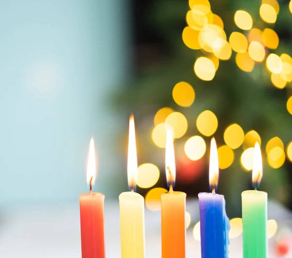 Iluminação Velas Noite Dia Das Velas Tradição Colombiana — Fotografia de Stock