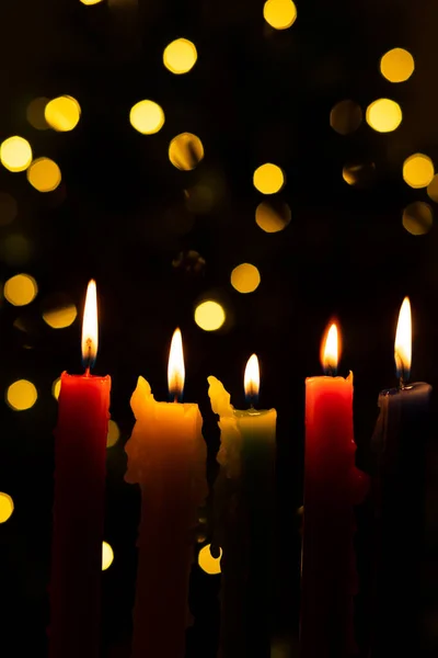 Tag Des Kerzenlichts Traditioneller Kolumbianischer Feiertag Gruppe Farbiger Kerzen Die — Stockfoto