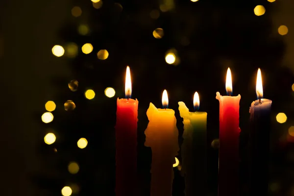 Dia Luz Das Velas Férias Tradicionais Colombianas Grupo Velas Coloridas — Fotografia de Stock