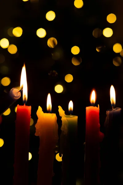 Dia Luz Das Velas Férias Tradicionais Colombianas Grupo Velas Coloridas — Fotografia de Stock