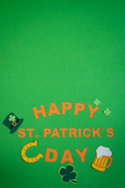 Patrick Day Banner Design Green Background Happy Patricks Day Decorations — Stock Photo, Image