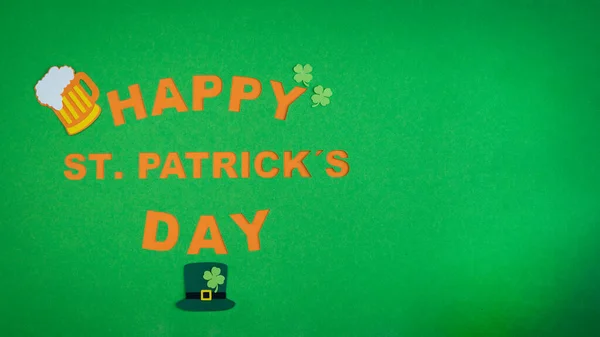 Giorno San Patrizio Banner Design Sfondo Verde Con Happy Patricks — Foto Stock