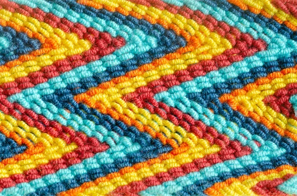 Macro Handmade Wayu Weaving Colors Zig Zag Shapes Concept Textures — Fotografia de Stock