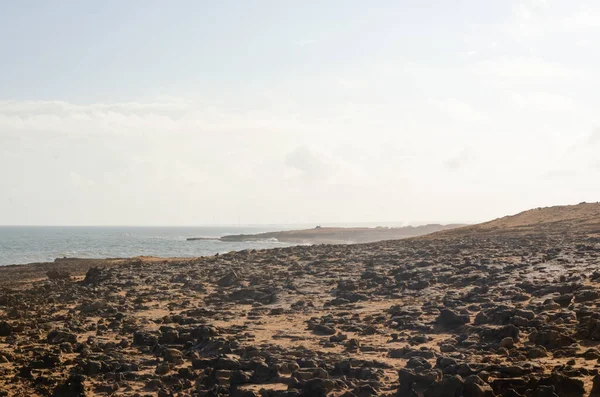 Paysage Côte Caribéenne Guajira Avec Brume Vue Sur Mer Désert — Photo