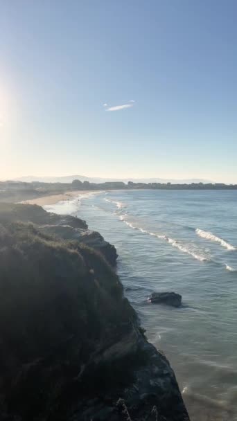 Longa Zona Playa Barreiros Lugo Galicia España Formato Vertical Atardecer — Vídeo de stock