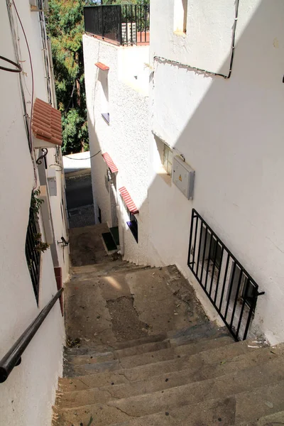 Узкие Улочки Побеленными Фасадами Mojacar Almeria Andalusia Community Spain — стоковое фото