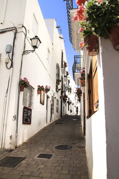 Mojakar Almeria スペイン 2021年9月8日 夏の晴れた日にMojar村のホワイトウォッシュ住宅の狭い通り — ストック写真