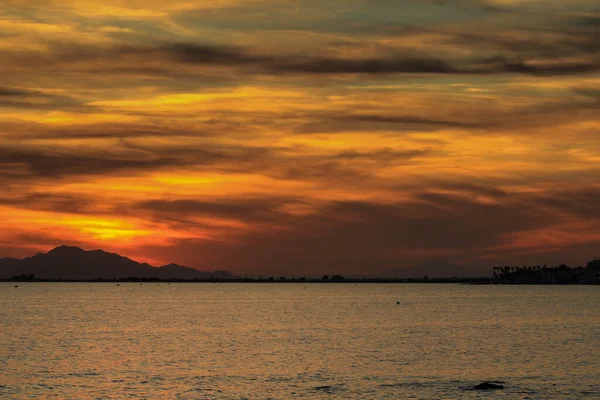 Colorful Beautiful Sky Sea Sunset Santa Pola Small Fishing Village — Stock Photo, Image