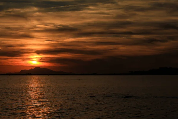 Cielo Mar Coloridos Hermosos Atardecer Santa Pola Pequeño Pueblo Pescadores — Foto de Stock