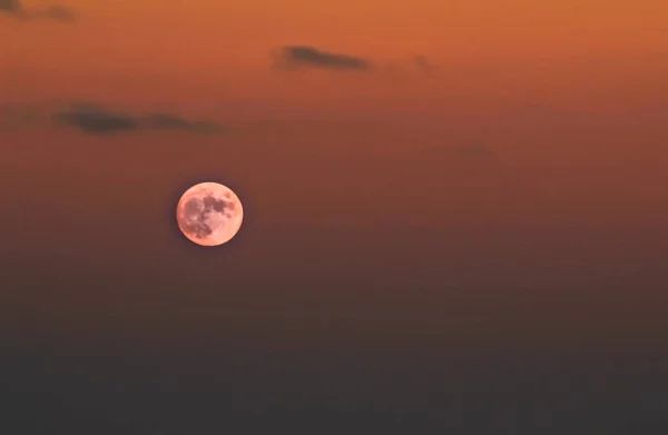Belle Pleine Lune Sur Mer Méditerranée Dans Sud Espagne Automne — Photo