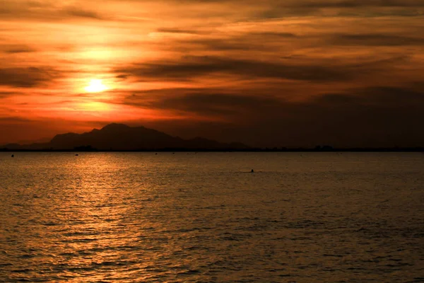 Cielo Mar Coloridos Hermosos Atardecer Santa Pola Pequeño Pueblo Pescadores — Foto de Stock