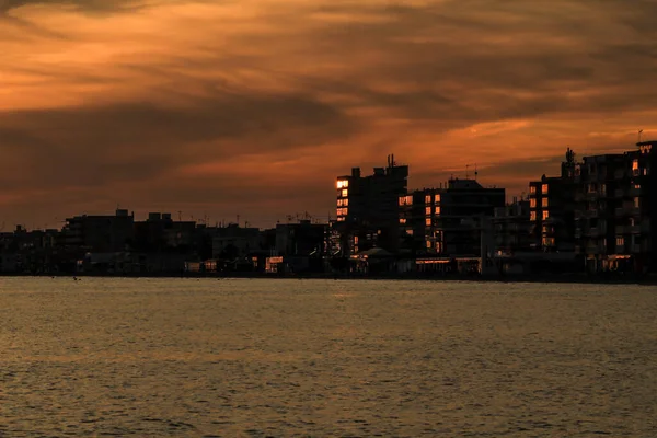 Cielo Mar Coloridos Hermosos Atardecer Santa Pola Pequeño Pueblo Pescadores — Foto de Stock