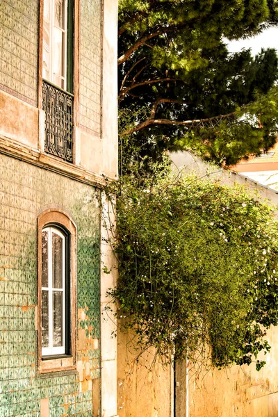 Старый Красочный Яркий Типичный Фасад Лиссабона — стоковое фото