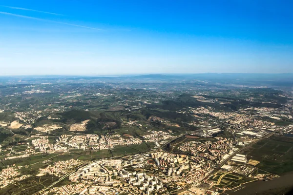 Aerial View Lisbon Landscape Plane Clear Day March — Stock Photo, Image