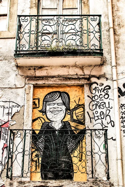 Лиссабон Португалия Мая 2018 Года Весной Старые Красочные Дома Улицы — стоковое фото
