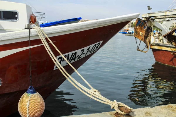 Santa Pola Alicante España Octubre 2021 Barcos Pesqueros Amarrados Puerto — Foto de Stock