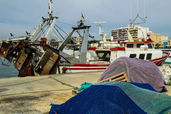 Santa Pola Alicante Spain October 2021 Fishing Boats Moored Port — Stock Photo, Image