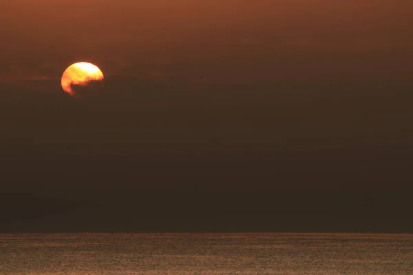 Colorido Sol Amanecer Sobre Mar Mediterráneo Sur España Invierno — Foto de Stock