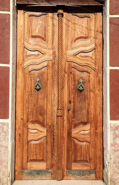 Ancienne Porte Bois Avec Détails Fer Forgé Dans Village Bolulla — Photo