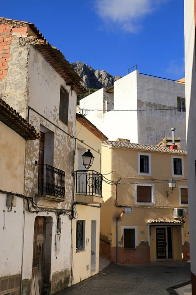 Bolulla Alicante Spain February 2022 Narrow Street Typical Facades Bolulla — Stock Photo, Image