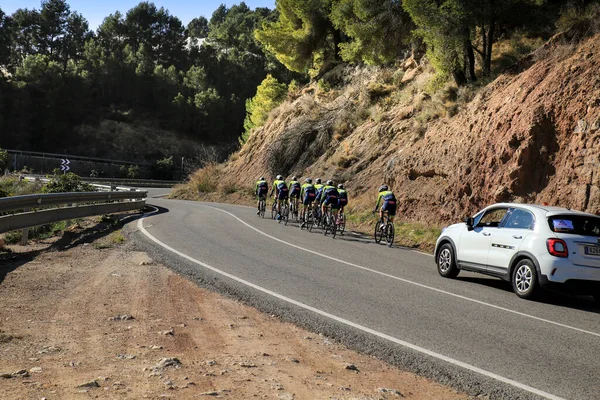 Alicante Španělsko Února 2022 Skupina Cyklistů Horské Silnici Alicante Slunečného — Stock fotografie