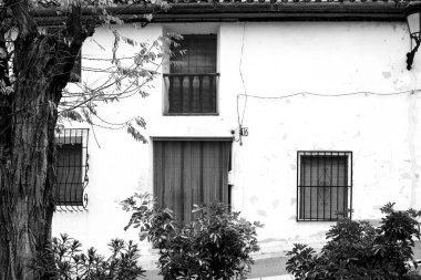 Guadalest, Alicante, İspanya... 26 Kasım 2021: Dar Sokak ve İspanya 'nın Alicante kentindeki Guadalest kasabasının tipik beyazlatılmış cepheleri