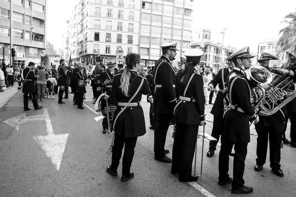 Elche Alicante Spain April 2022 Musicians Uniform Waiting Going Out — Stock Photo, Image