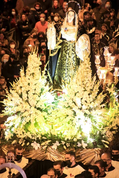 Elche Hiszpania Kwietnia 2022 Piękna Procesja Bractwa Najświętszej Marii Panny — Zdjęcie stockowe