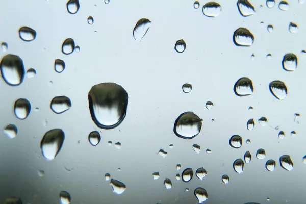 Gotas Chuva Vidro Janela Dia Frio Nublado Inverno — Fotografia de Stock