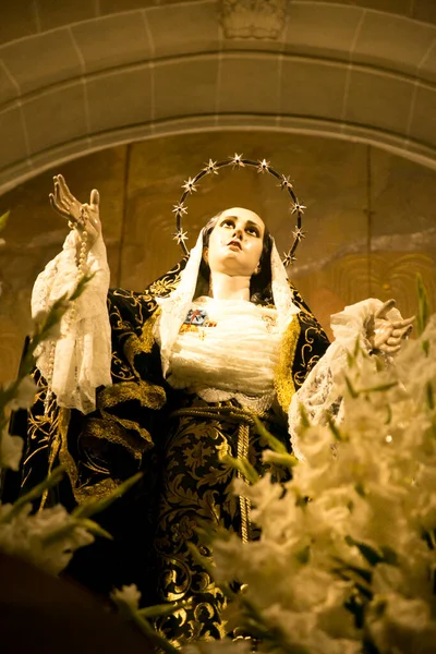 Elche Spain 2022 Beautiful Mater Desolata Virgin Mary Easter Parade — 스톡 사진