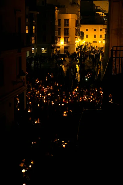 Elche Spain April 2022 Procession Night Brotherhood Silencio Elche Easter — Stock Photo, Image